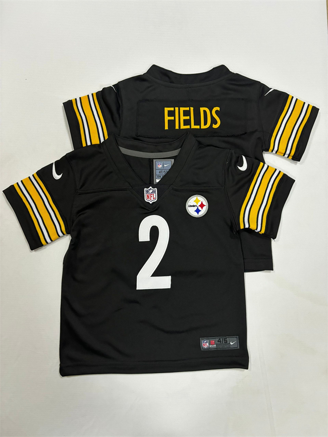 Toddlers Pittsburgh Steelers #2 Justin Fields Black Vapor Stitched Football Jersey Toddlers Pittsburgh Steelers #2 Justin Fields Black Vapor Stitched Football Jersey